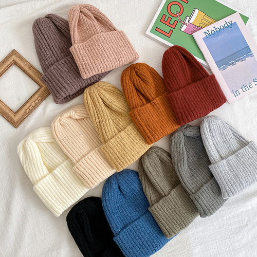 [1+1] 베이직 숏비니 골지 남녀공용 니트 털 모자 12color