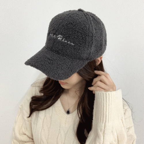 [당일출고] 레터링 양털 볼캡 겨울 뽀글이 무지 벨크로 컬러 겨울 모자 3color