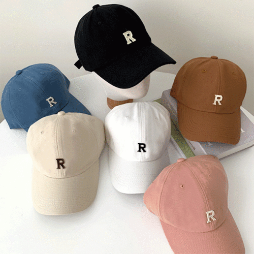 [1+1/무배] 캐쥬얼R 로고 무지 면 남녀공용 커플 볼캡 모자 6color