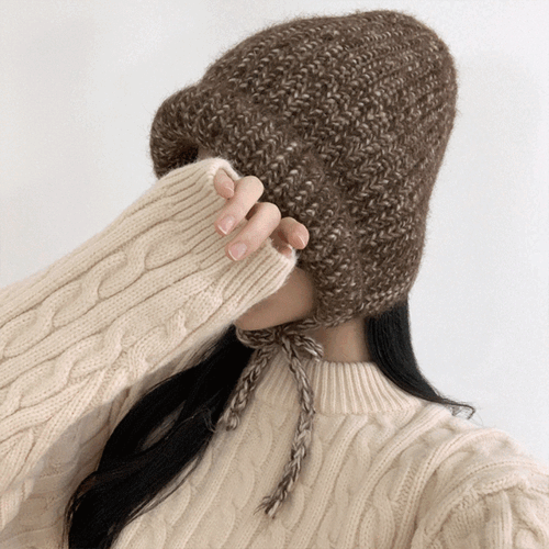 [무배] 소호 겨울 니트 보카시 보넷 골지 끈 벙거지 모자 4color