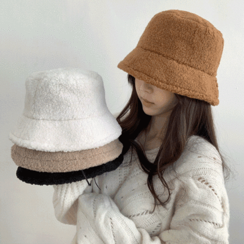 [1+1할인/당일출고] 포근포근 퍼 벙거지 뽀글이 버킷햇 겨울 방한 털 모자 4color