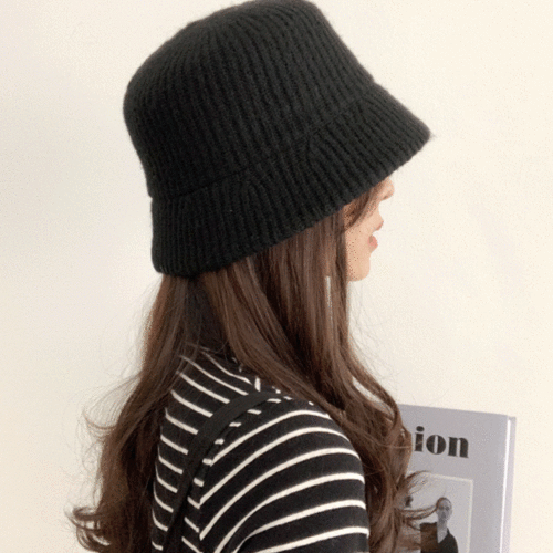 [무배] 프렌치 골지 니트 알파카 겨울 버킷햇 모자 무지 벙거지 4color