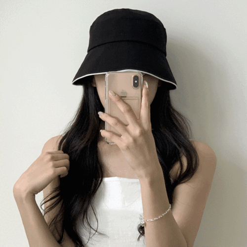 [무배] 아이비 뒷리본 벙거지 여자 투톤 긴챙 모자 3color