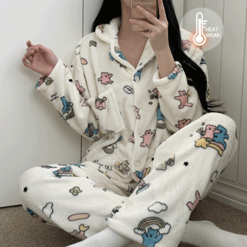 [무배] 꿈나라 곰돌이 극세사 겨울 소프트 홈웨어 수면 파자마 세트 잠옷