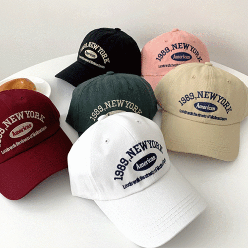 [당일출고/무배] 1989 뉴욕 레터링 볼캡 코튼 데일리 컬러 무지 야구 모자 6color