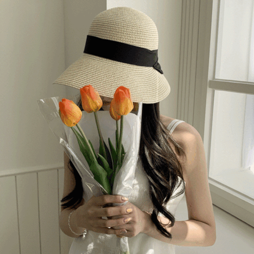 [무배] 카민스키 밀짚 긴챙 바캉스 왕골 여름 페도라 버킷햇 햇빛차단 모자 2color